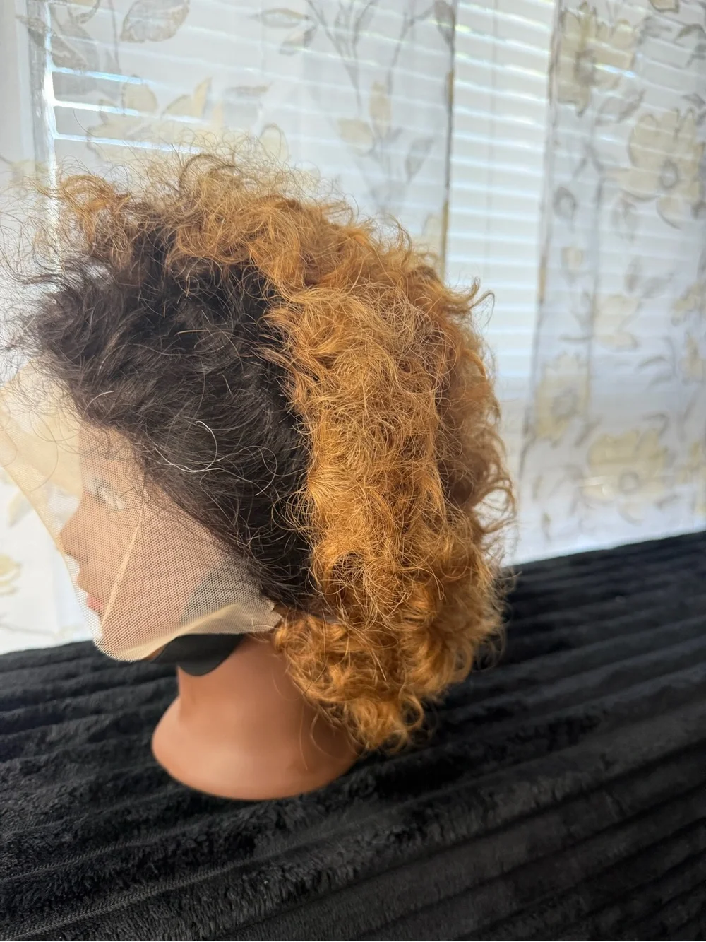 Curly Lace Front Wig - Two-Tone Black to Copper Blend